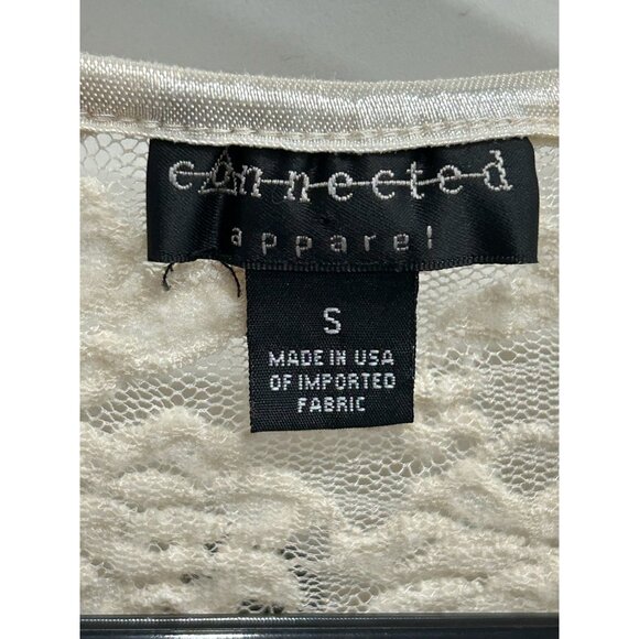 Connected Apparel Womens Ivory Scalloped Lace Cropped Cardigan Shrug SZ Small - Picture 5 of 8